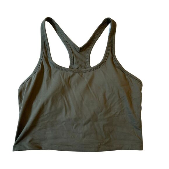 Amazon Womens Green Scoop Neck Racerback Crop Active Tank Sports Bra Size 6 - Picture 1 of 5